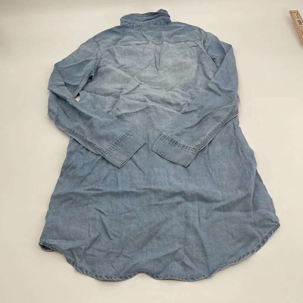 H&M Dress 0 Womens Blue Lightweight Shirt Dress Chambray Collared Casual New